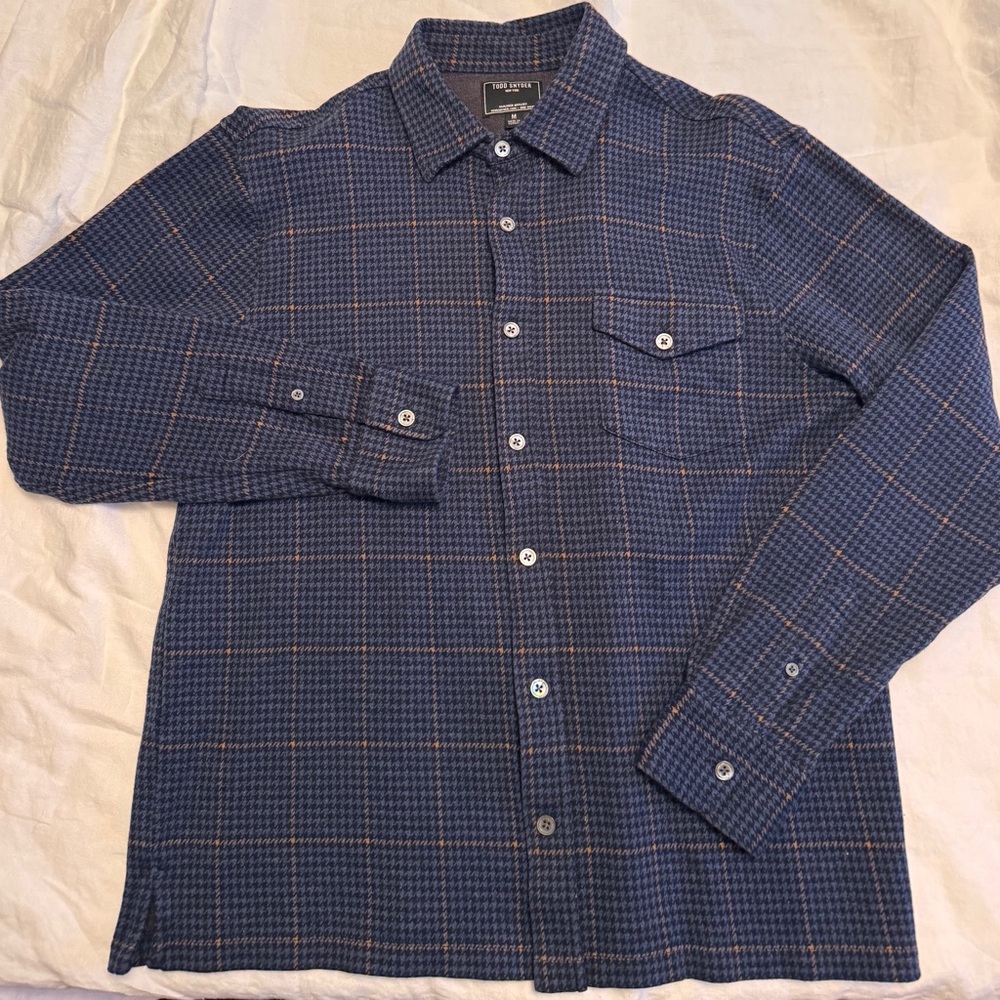 Todd Snyder Houndstooth Double Knit Polo in Classic Navy